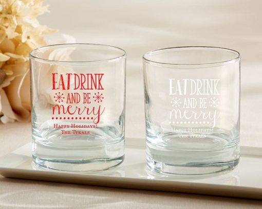 Personalized 9 oz. Rocks Glass - Eat, Drink, Be Merry