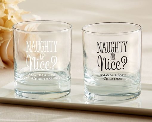 Personalized 9 oz Rocks Glass - Naughty or Nice