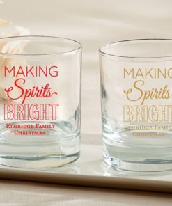 Personalized 9 oz. Rocks Glass - Making Spirits Bright