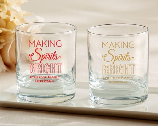 Personalized 9 oz. Rocks Glass - Making Spirits Bright