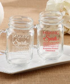 Personalized 16 oz. Printed Mason Mug - Making Spirits Bright