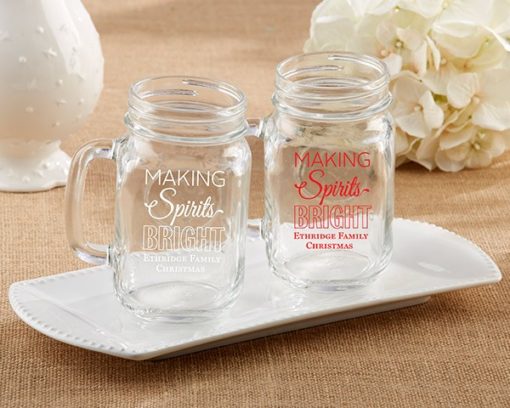 Personalized 16 oz. Printed Mason Mug - Making Spirits Bright