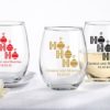 Personalized 15 oz. Stemless Wine Glass - Ho, Ho, Ho