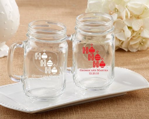 Personalized 16 oz. Printed Mason Jar Mug - Ho, Ho, Ho