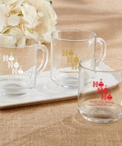 Personalized 10 oz. Glass Coffee Mug - Ho, Ho, Ho