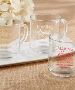 Personalized 10 oz. Glass Coffee Mug - Making Spirits Bright