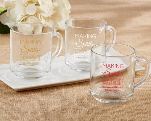 Personalized 10 oz. Glass Coffee Mug - Making Spirits Bright