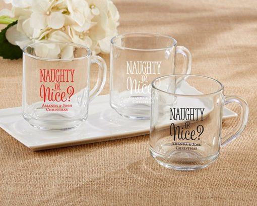 Personalized 10 oz. Glass Coffee Mug - Naughty or Nice