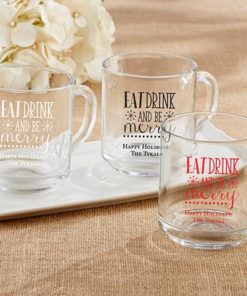 Personalized 10 oz. Glass Coffee Mug - Eat, Drink, and Be Merry