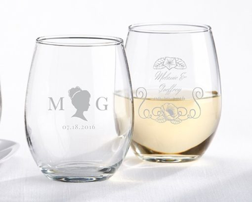 Personalized 9 oz. Stemless Wine Glass - English Garden