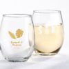 Personalized 9 oz. Stemless Wine Glass - Pineapples and Palms