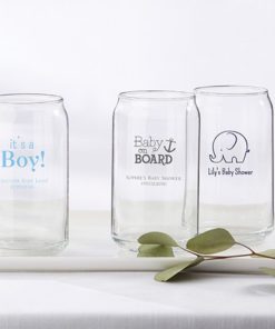 Personalized 16 oz. Can Glass - Baby Shower