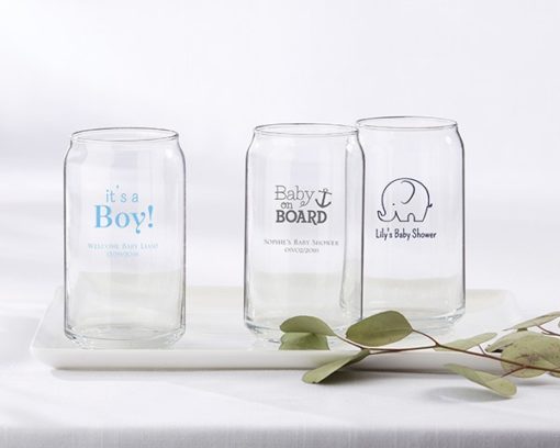 Personalized 16 oz. Can Glass - Baby Shower