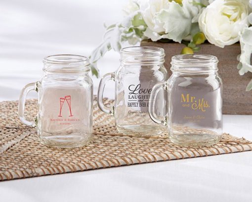 Personalized Mini Mason Glass - Wedding