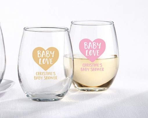 Personalized 9 oz. Stemless Wine Glass - Baby Love