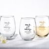 Personalized 9 oz. Stemless Wine Glass - Mr. & Mrs.