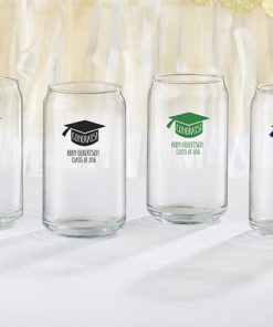 Personalized 16 oz. Can Glass - Congrats Graduation Cap