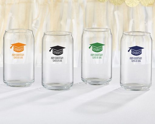 Personalized 16 oz. Can Glass - Congrats Graduation Cap