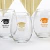 Personalized 15 oz. Stemless Wine Glass - Congrats Graduation Cap