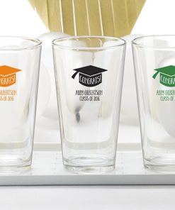 Personalized 16 oz. Pint Glass - Congrats Graduation Cap