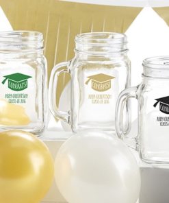 Personalized 16 oz. Mason Jar Mug - Congrats Graduation Cap