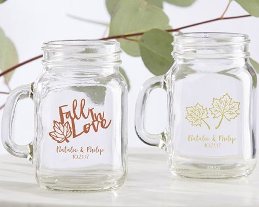 Personalized Mini Mason Mug Glass - Fall