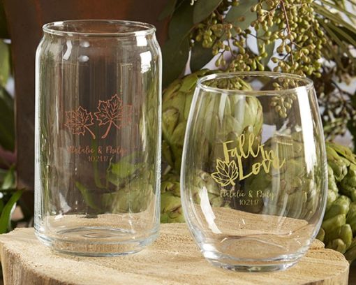 Personalized 9 oz. Stemless Wine Glass - Fall