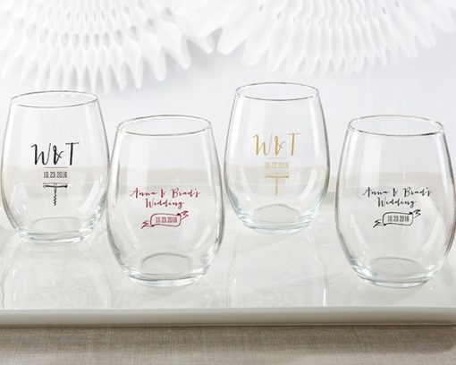 Personalized 9 oz. Stemless Wine Glass - Vineyard