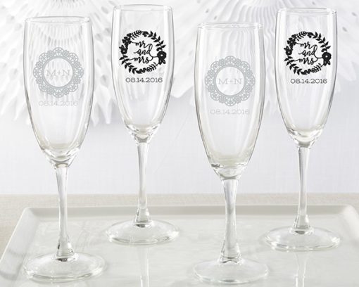 Personalized Champagne Flute - Romantic Garden