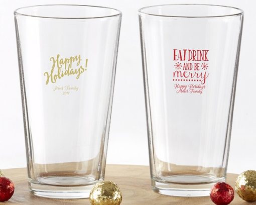 Personalized 16 oz. Pint Glass - Holiday