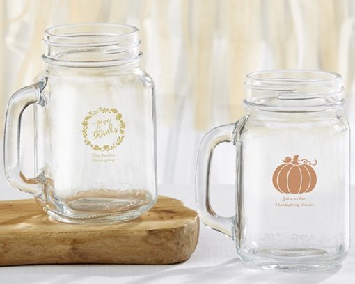 Personalized 16 oz. Mason Jar Mug - Thanksgiving