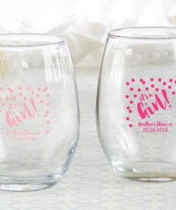 Personalized 9 oz. Stemless Wine Glass - It's a Girl!