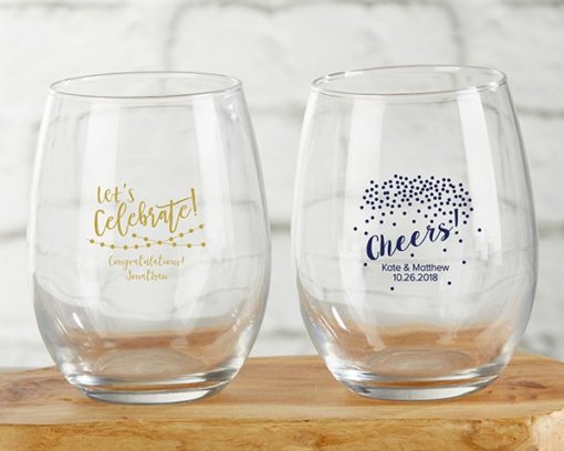 Personalized 9 oz. Stemless Wine Glass - Party Time