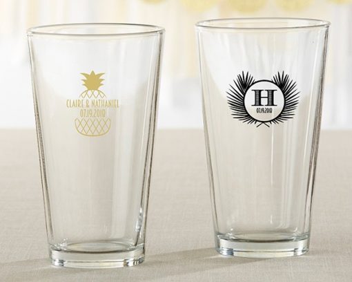 Personalized 16 oz. Pint Glass - Tropical Chic