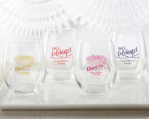 Personalized 15 oz. Stemless Wine Glass - Party Time