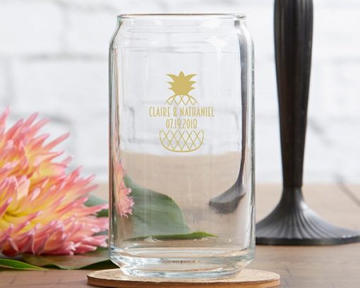 Personalized 16 oz. Can Glass - Tropical Chic