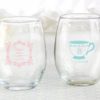 Personalized 9 oz. Stemless Wine Glass - Tea Time