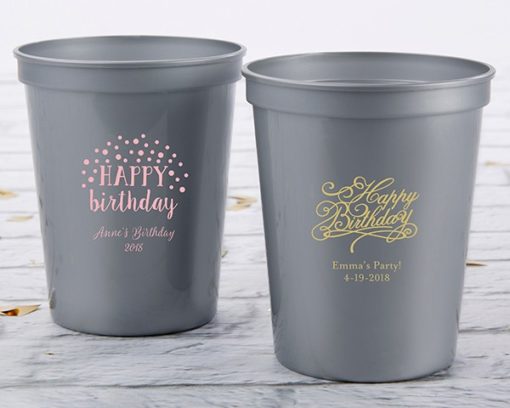 Personalized 16 oz. Stadium Cup - Happy Birthday