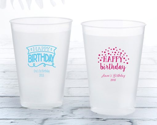Personalized 12 oz. Frosted Flex Cup - Happy Birthday