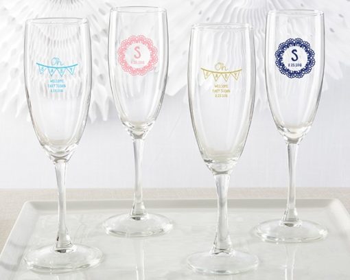 Personalized Champagne Flute - Rustic Charm Baby Shower