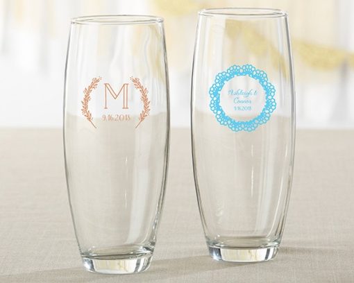 Personalized 9 oz. Stemless Champagne Glass - Rustic Charm Wedding