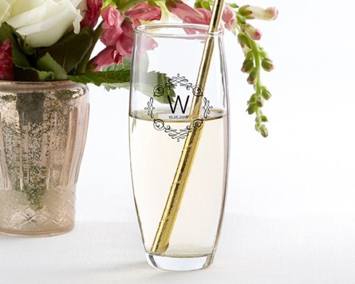 Personalized 9 oz. Stemless Champagne Glass - Modern Romance