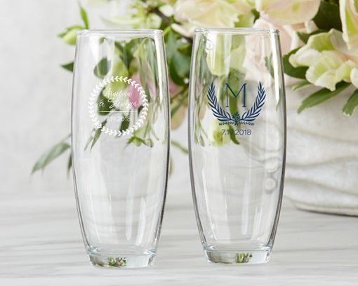 Personalized 9 oz. Stemless Champagne Glass - Botanical Garden