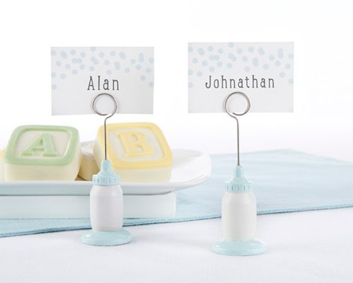 Classic Blue Baby Bottle Place Card Holder (Set of 6)