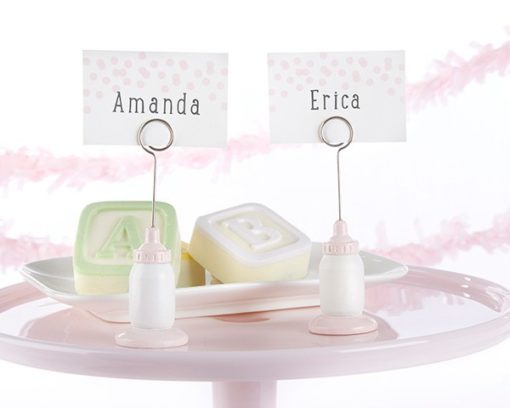 Classic Pink Baby Bottle Place Card Holder (Set of 6)
