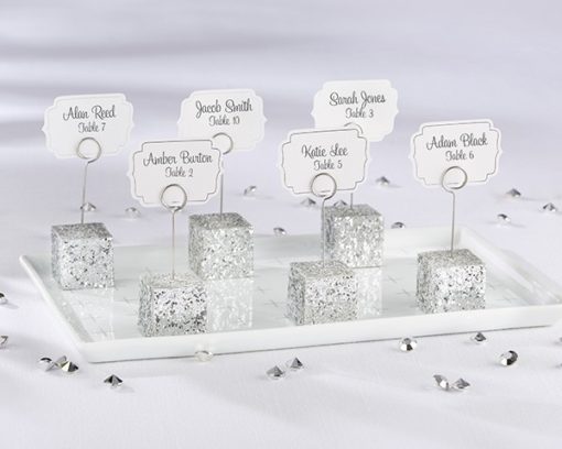 Silver Glitter Placecard Holders (Set of 6)