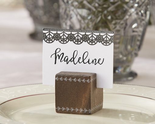 Romantic Garden Wood Cube Place Card Holder (Set of 6)