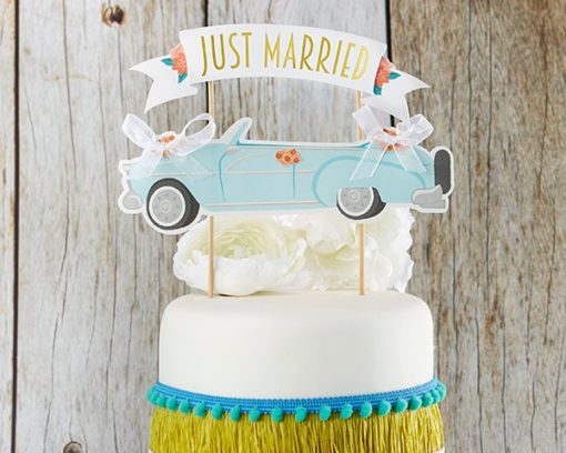 Just Married Vintage Car Cake Topper
