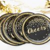 Gold Foil Cheers Paper Plates - Party Time