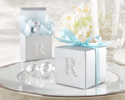 Jeweled Monogram Silver Favor Kit (Set of 24)